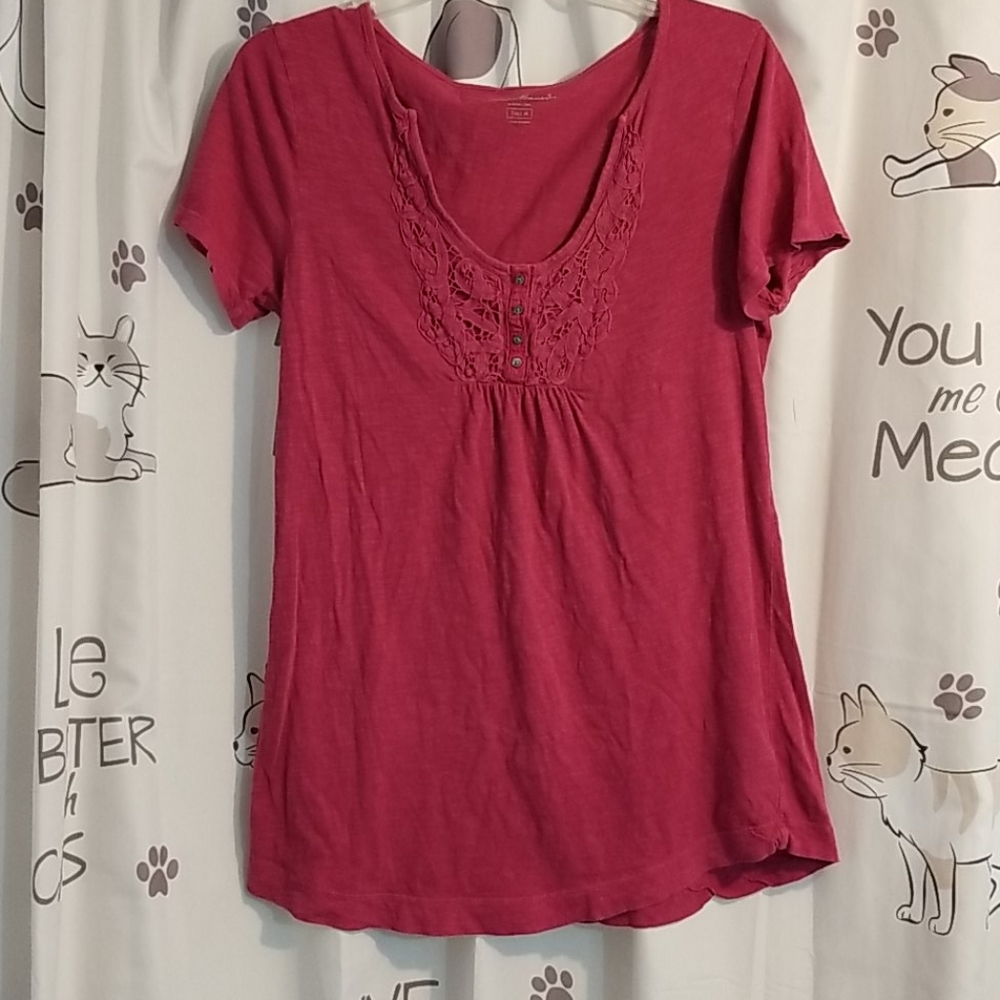 Pink lace scoop neck top medium/tall
